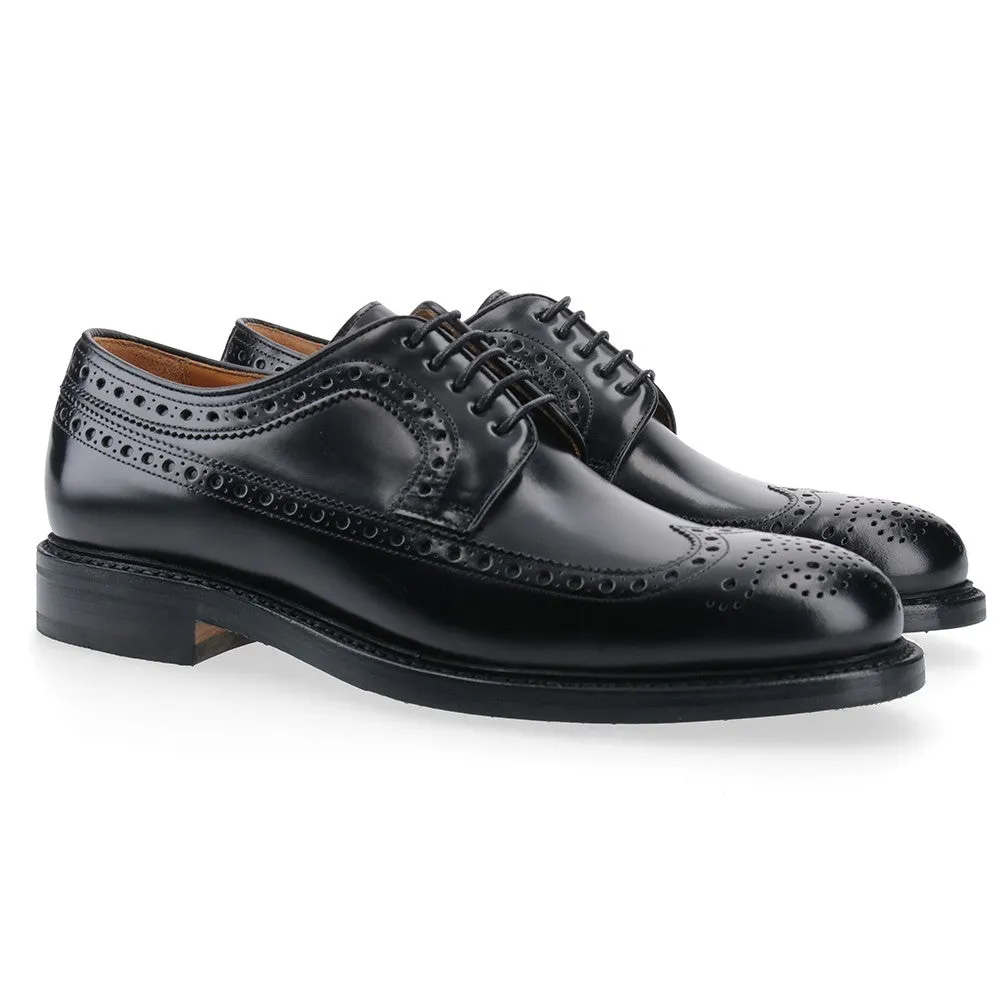 3681 - Black Polished Binder Derby Brogue