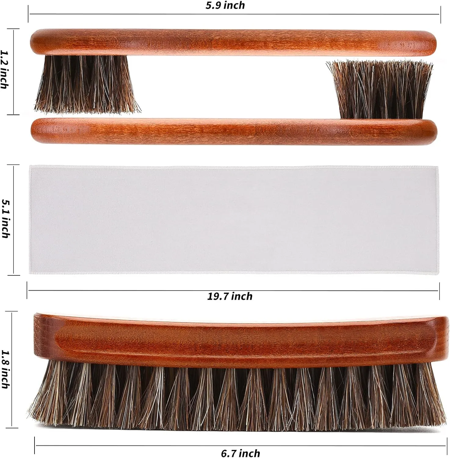 4-Piece Horsehair Shoe Brush Shine Kit, Shoe Polish Kit, Leather Shoes Boot Clea