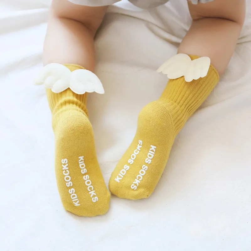 Baby Girls Soft Ruffle Angel Wing Cotton Socks Knee High Leg Warmers Socks