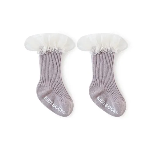 Baby Girls Soft Ruffle Angel Wing Cotton Socks Knee High Leg Warmers Socks