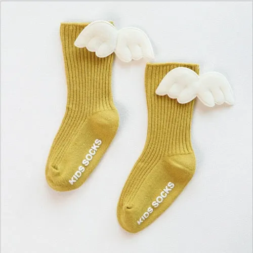 Baby Girls Soft Ruffle Angel Wing Cotton Socks Knee High Leg Warmers Socks