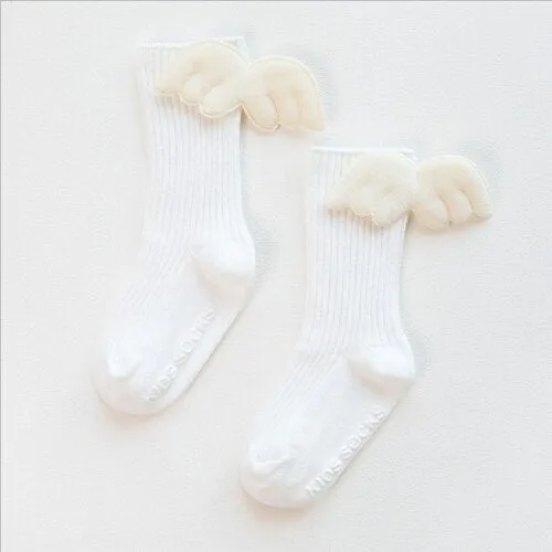 Baby Girls Soft Ruffle Angel Wing Cotton Socks Knee High Leg Warmers Socks