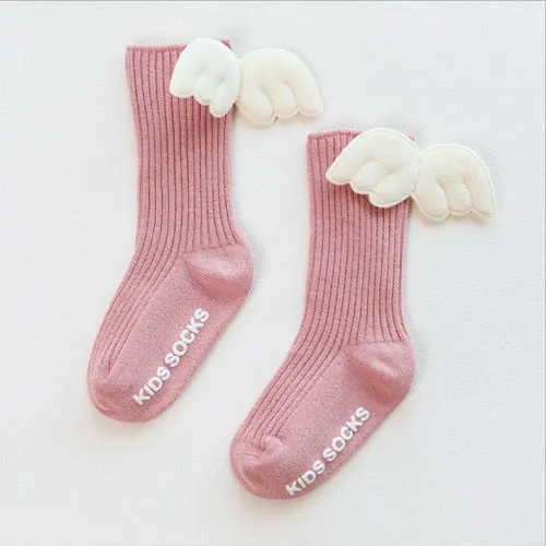 Baby Girls Soft Ruffle Angel Wing Cotton Socks Knee High Leg Warmers Socks