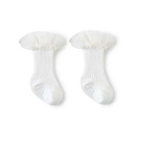Baby Girls Soft Ruffle Angel Wing Cotton Socks Knee High Leg Warmers Socks