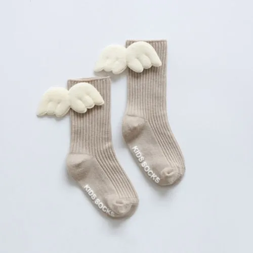 Baby Girls Soft Ruffle Angel Wing Cotton Socks Knee High Leg Warmers Socks