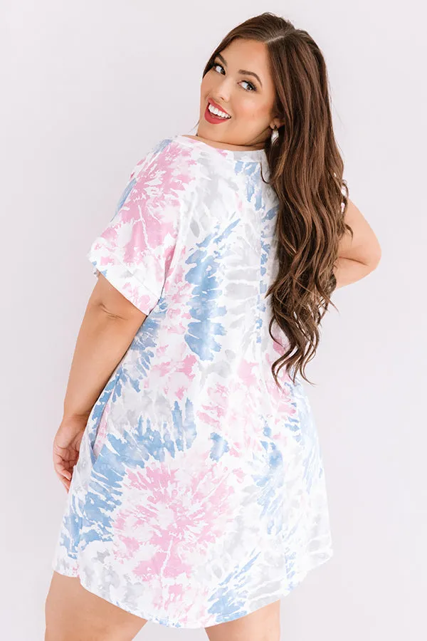 Beyond The Beach Tie Dye Shift Dress in Blush Curves