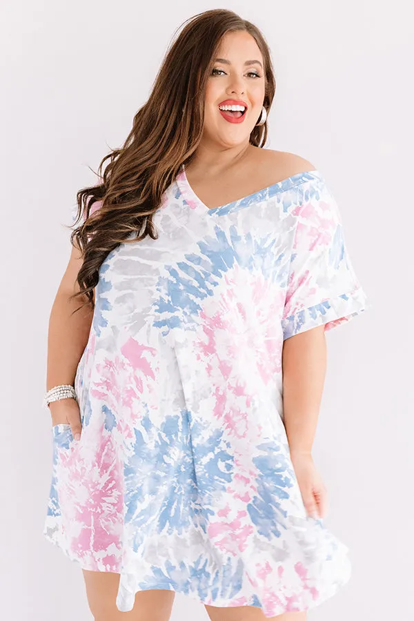 Beyond The Beach Tie Dye Shift Dress in Blush Curves