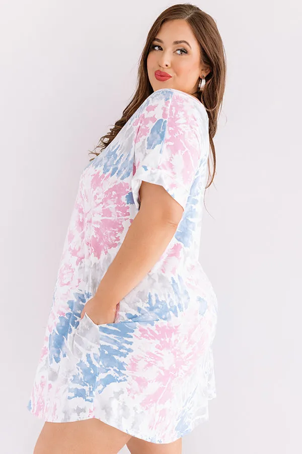 Beyond The Beach Tie Dye Shift Dress in Blush Curves