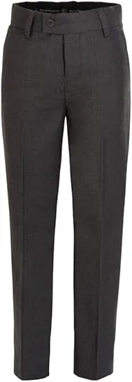 Boys Dress Pants Flat-Front Skinny fit Slacks - Poly Rayon Giovanni Uomo Charcoal 18