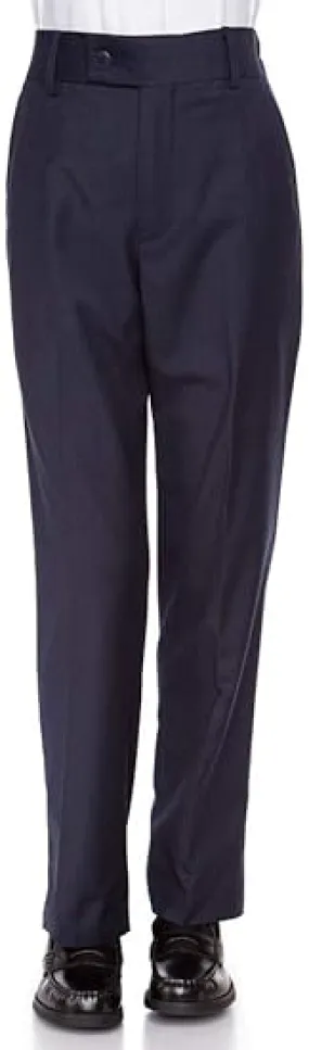 Boys Dress Pants Flat-Front - Slim fit Dress Slacks - Navy-poly-rayon