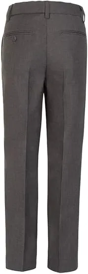 Boys Pant with Two Side Two Back Pockets Non-Elastic Waistband, Slim Pants for Boys Goes with Any Shirt Suit Jacket - Grey-poly-rayon