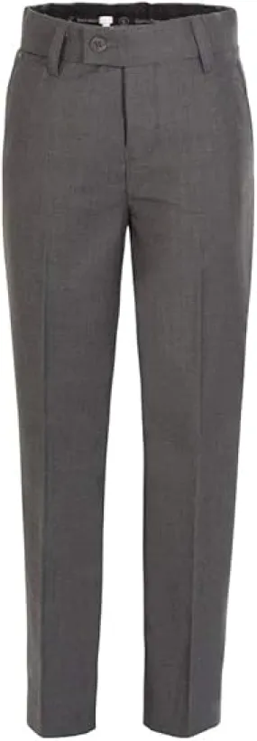 Boys Pant with Two Side Two Back Pockets Non-Elastic Waistband, Slim Pants for Boys Goes with Any Shirt Suit Jacket - Grey-poly-rayon