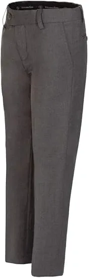 Boys Pant with Two Side Two Back Pockets Non-Elastic Waistband, Slim Pants for Boys Goes with Any Shirt Suit Jacket - Grey-poly-rayon