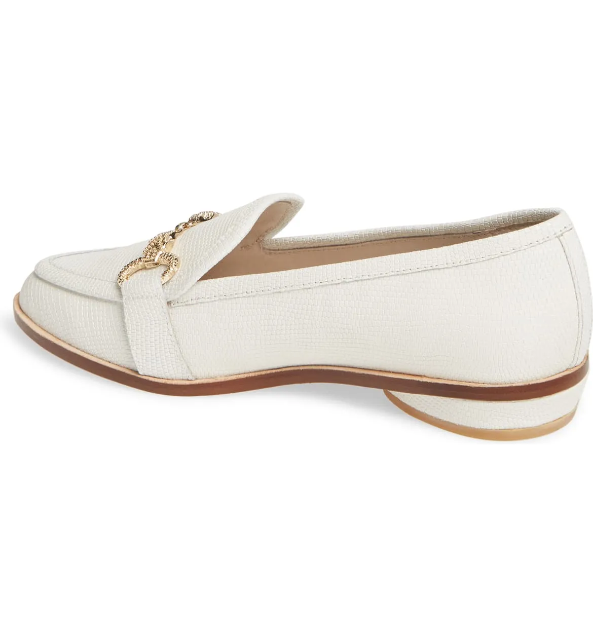 Cecelia New York FENTON Loafer Shoes Alabaster White Horse Bit Gold Buckle Flats