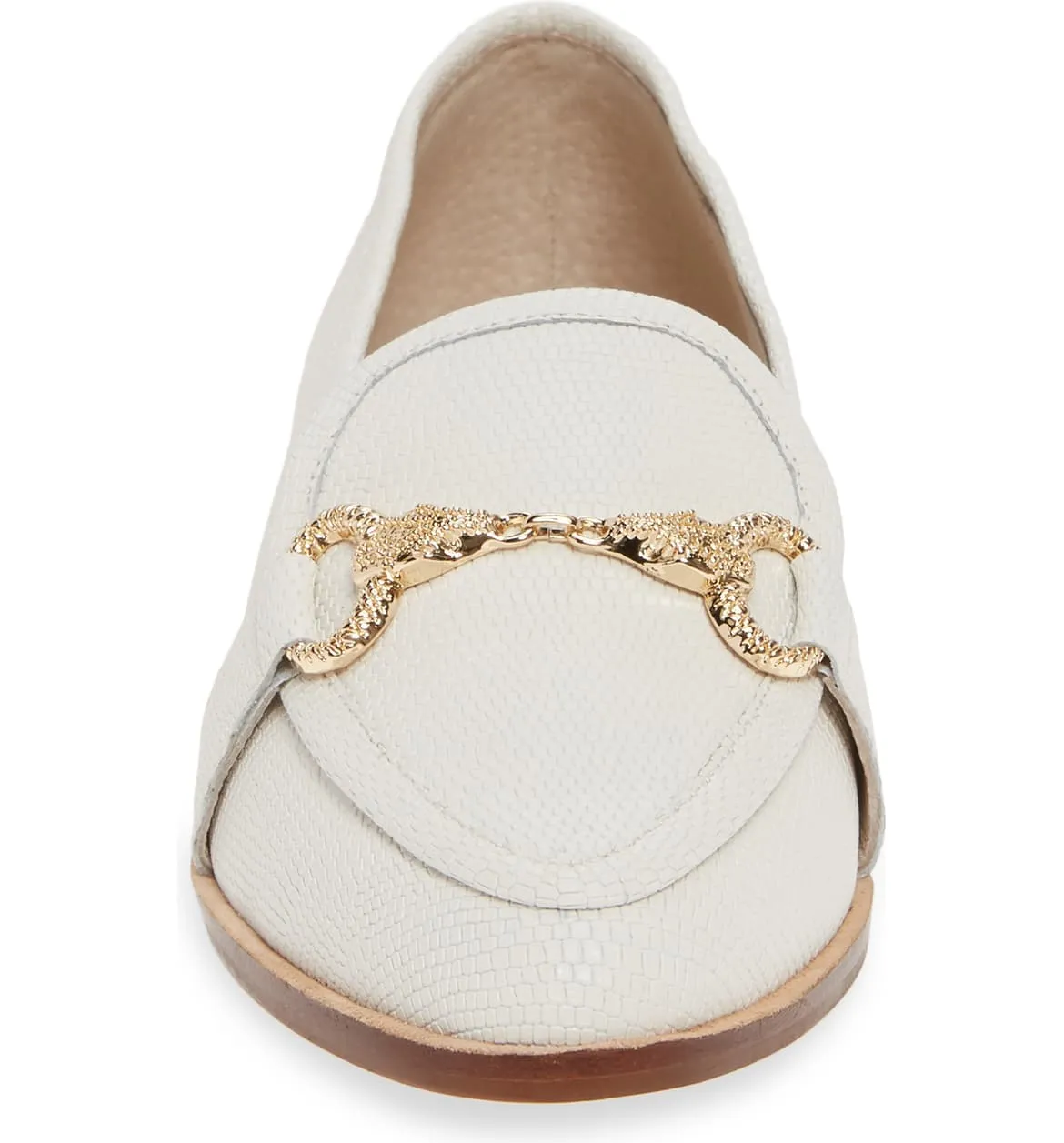 Cecelia New York FENTON Loafer Shoes Alabaster White Horse Bit Gold Buckle Flats