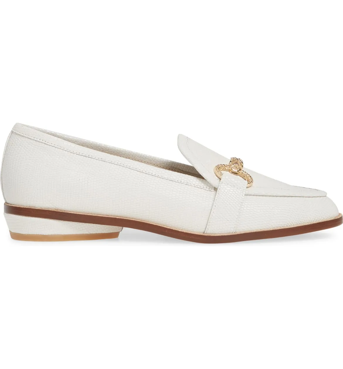 Cecelia New York FENTON Loafer Shoes Alabaster White Horse Bit Gold Buckle Flats
