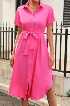Classic Chic Waist Tie Shirt Dress