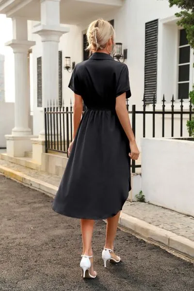 Classic Chic Waist Tie Shirt Dress