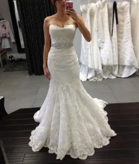 Classic Lace Mermaid Strapless Sweetheart Wedding Dress