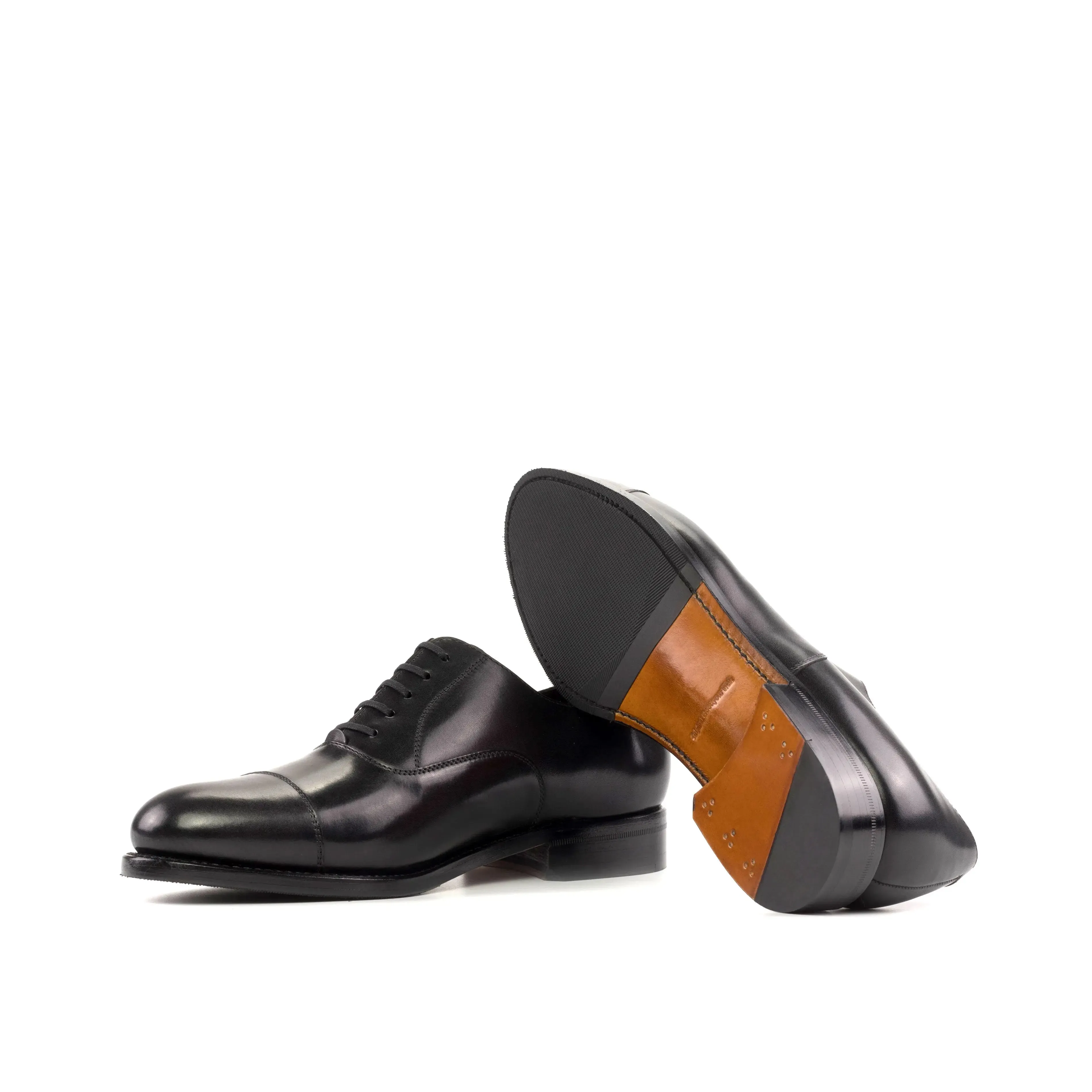 DapperFam Rafael in Black Men's Italian Leather Oxford