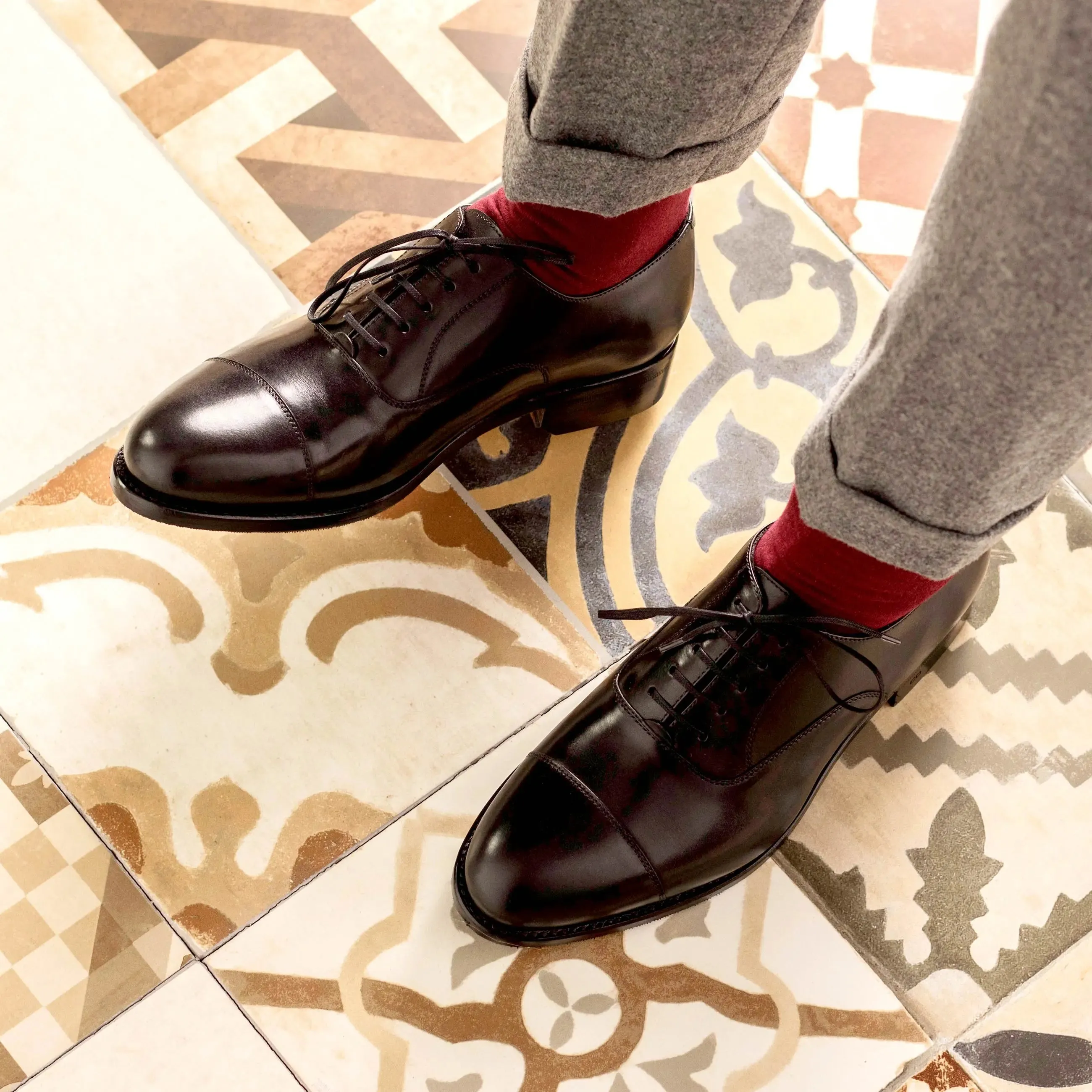 DapperFam Rafael in Black Men's Italian Leather Oxford