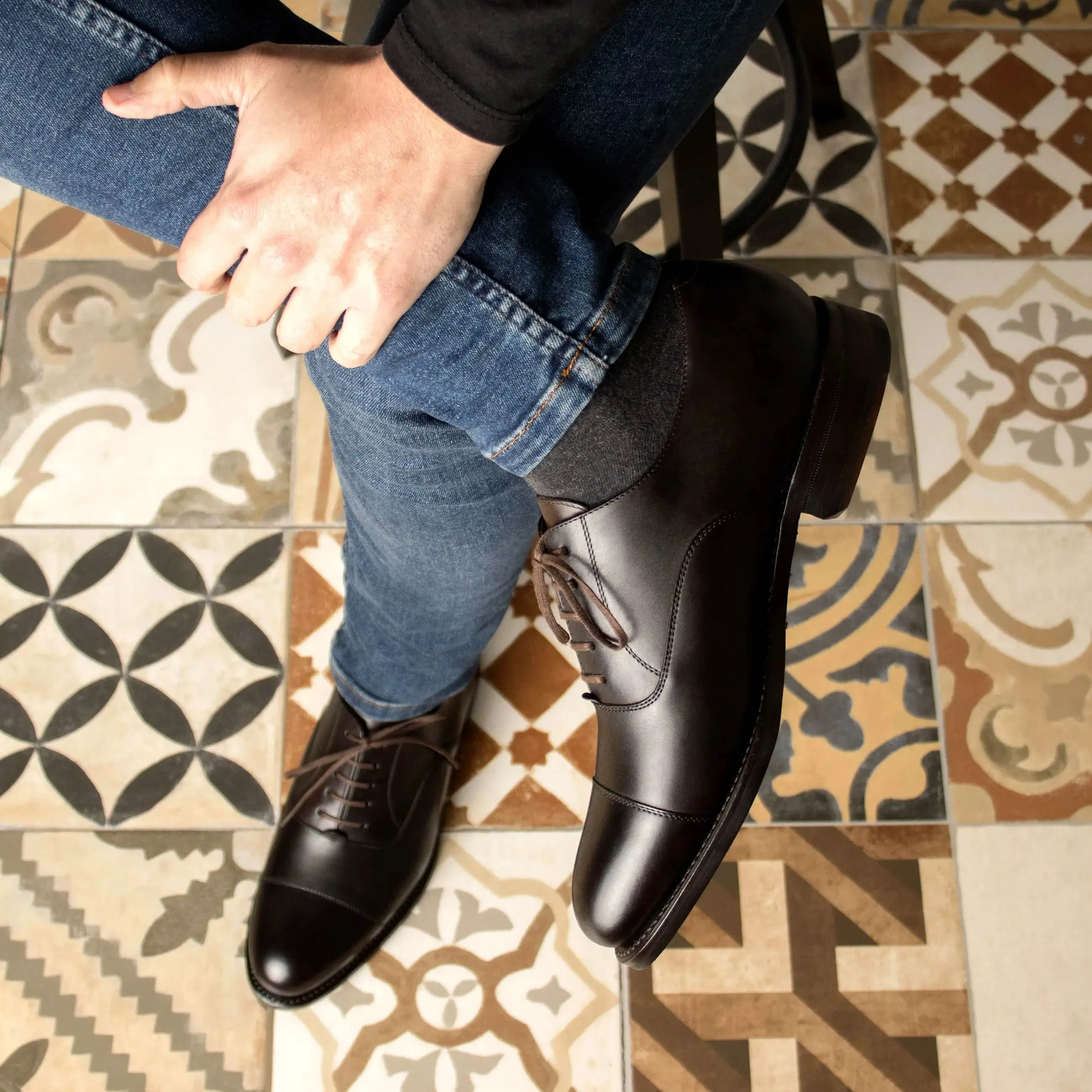 DapperFam Rafael in Dark Brown Men's Italian Leather Oxford