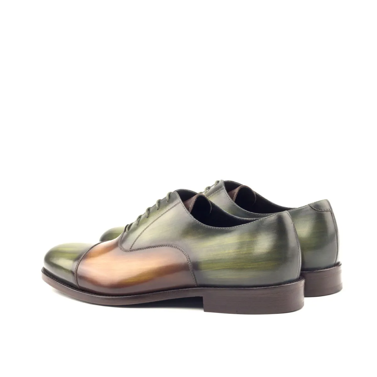 DapperFam Rafael in Khaki / Cognac Men's Hand-Painted Patina Oxford