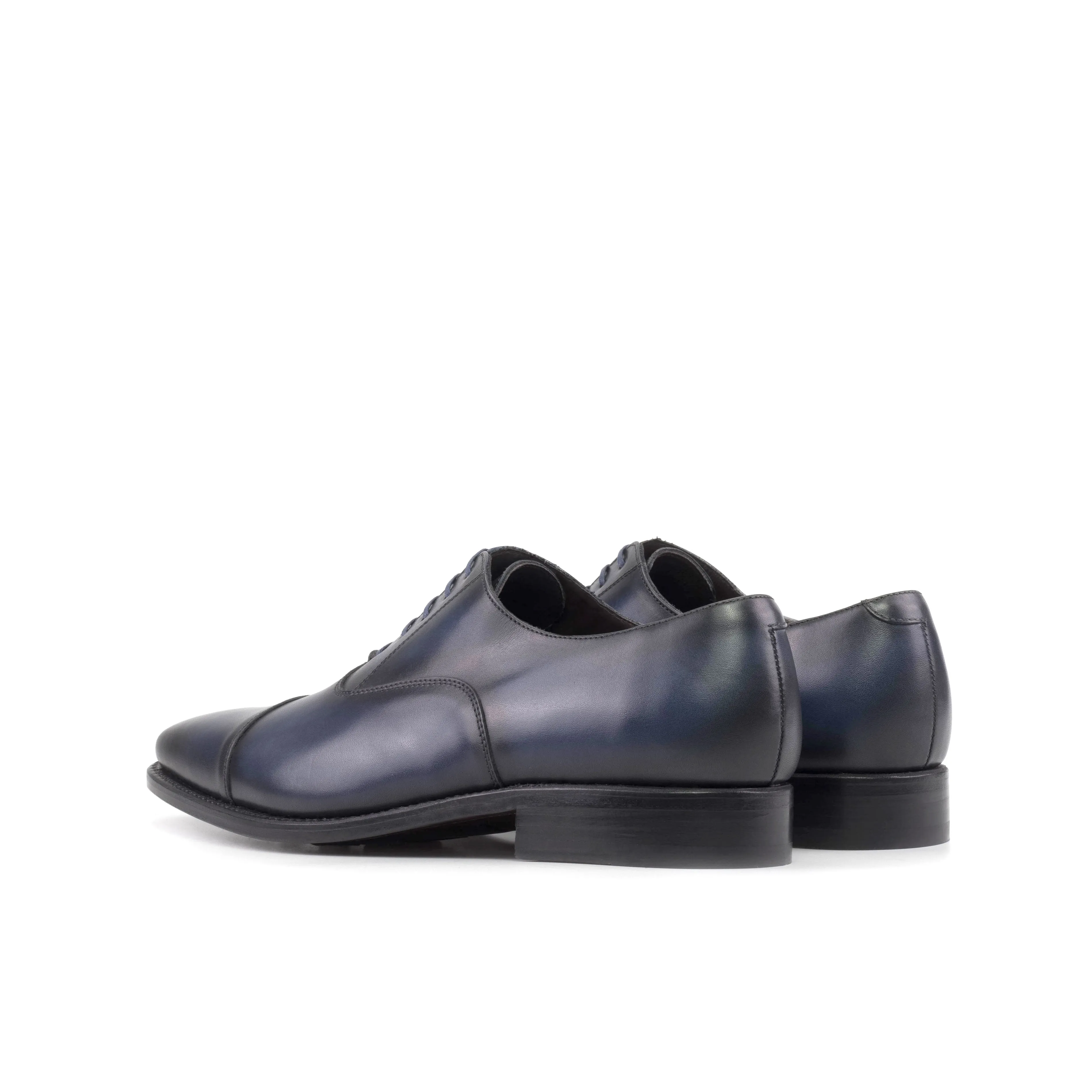 DapperFam Rafael in Navy Men's Hand-Painted Italian Leather Oxford