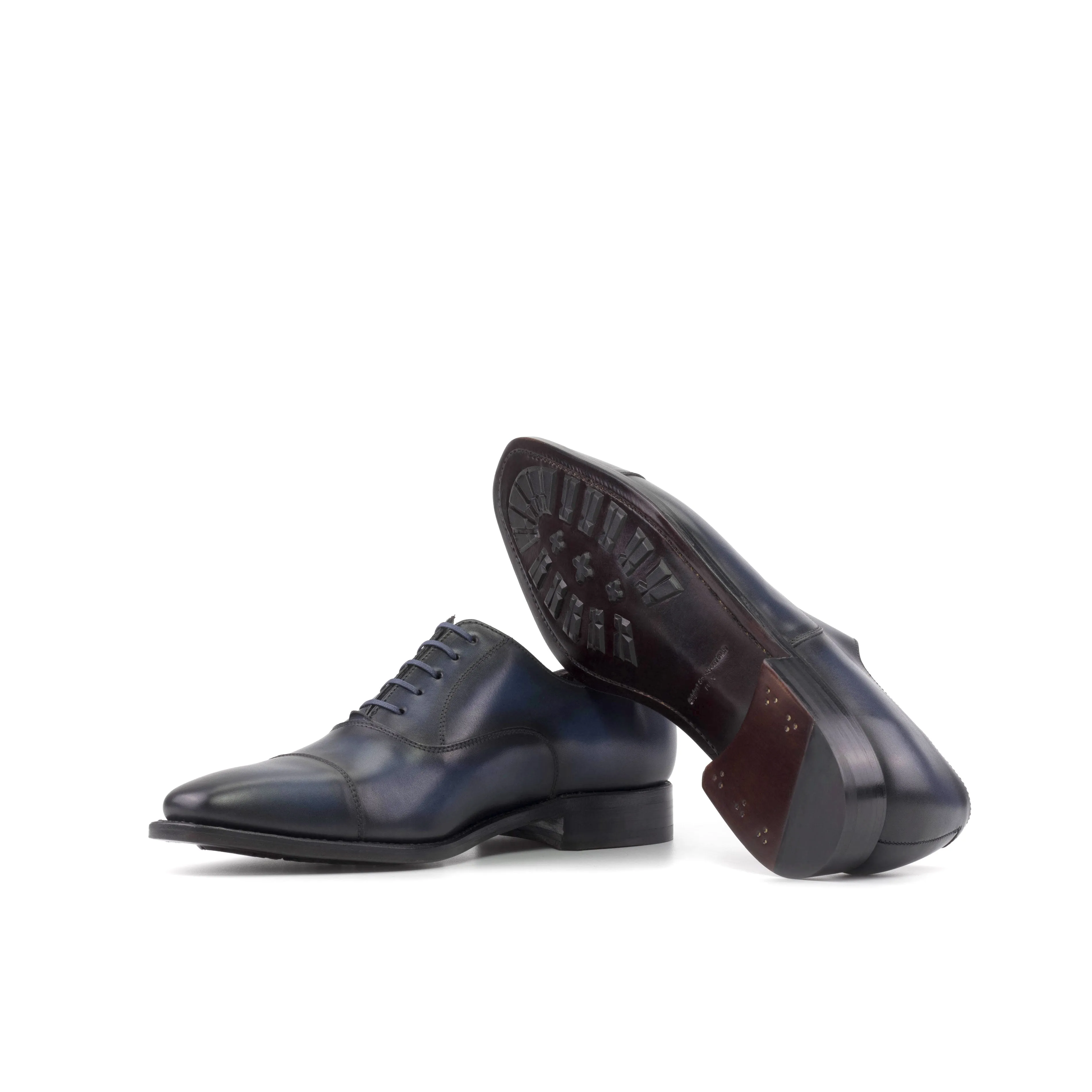 DapperFam Rafael in Navy Men's Hand-Painted Italian Leather Oxford