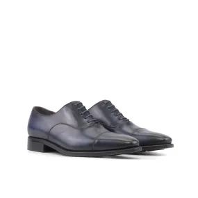 DapperFam Rafael in Navy Men's Hand-Painted Italian Leather Oxford