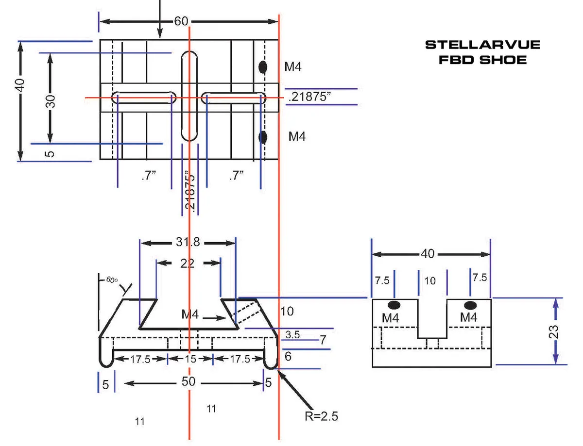 Dovetail Shoe for 8"  SCT Telescopes (FBD)