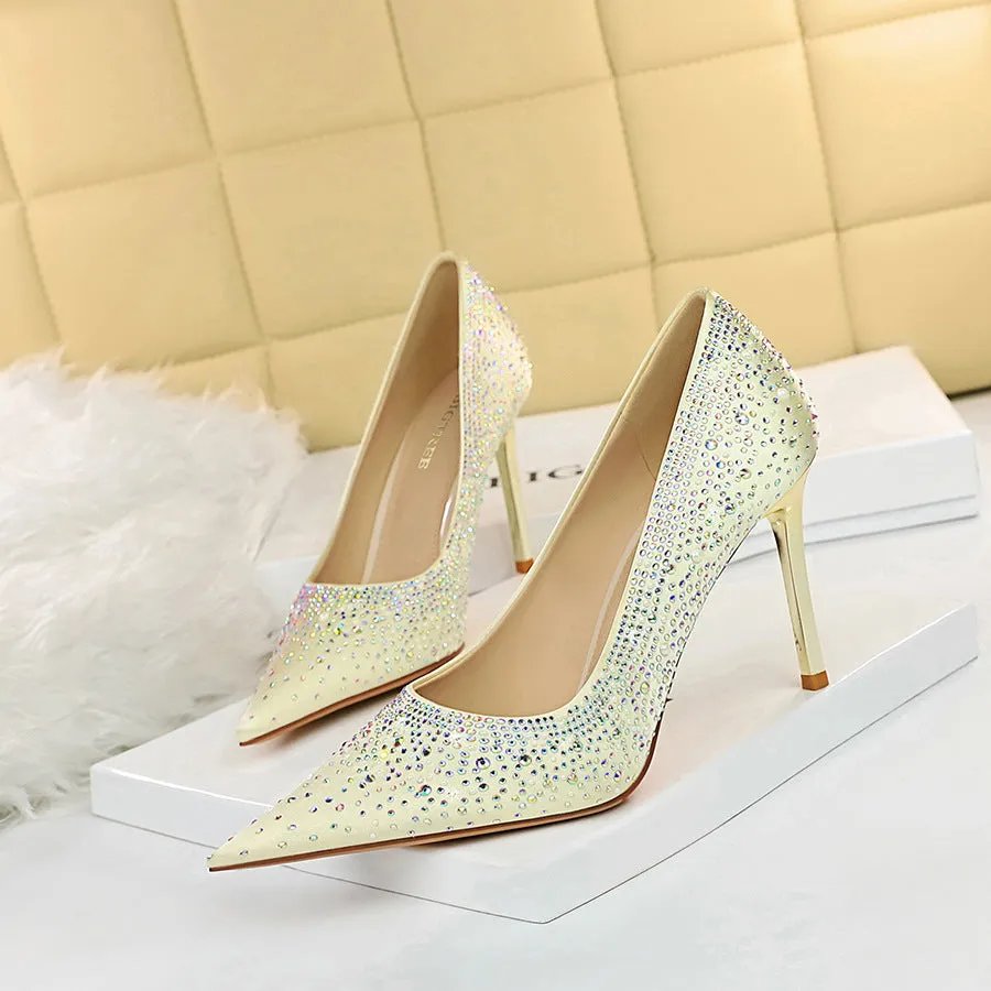 Exquisite Western-style Seductive Satin Diamond-Embellished Women's Party Shoe