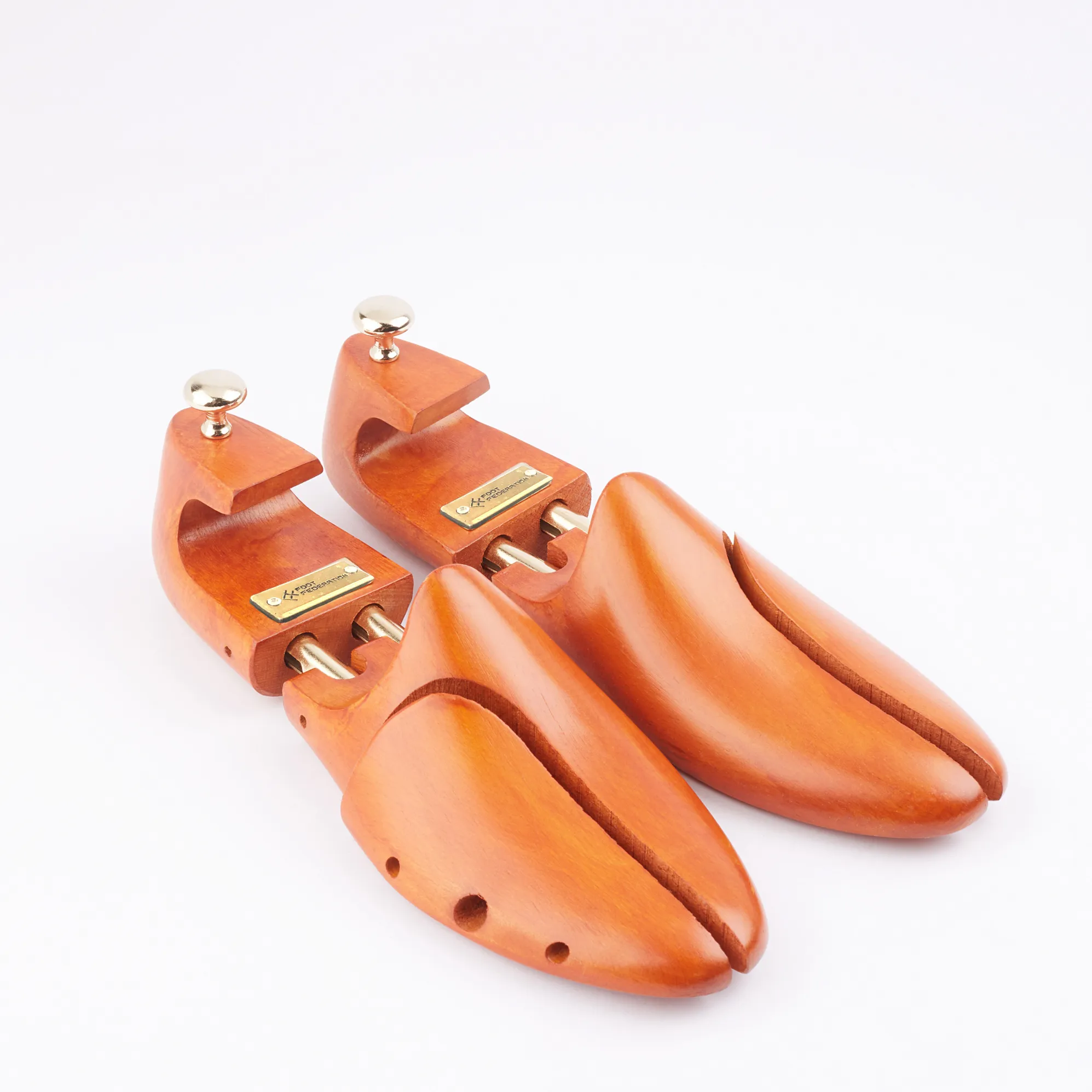 FOOT FEDERATION ORANGE COLOR MEN'S WOODEN SHOE TREE WITH TWIN TUBES