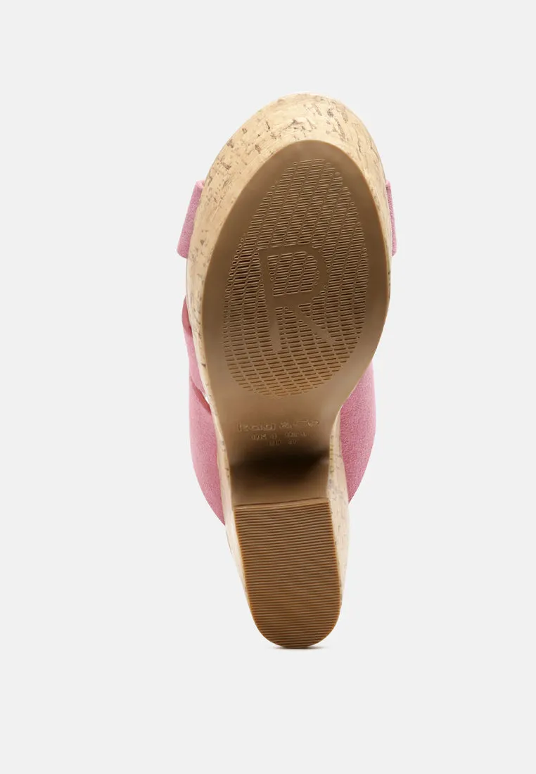 GERD Block Heeled Suede Slip-On Sandal in Pink