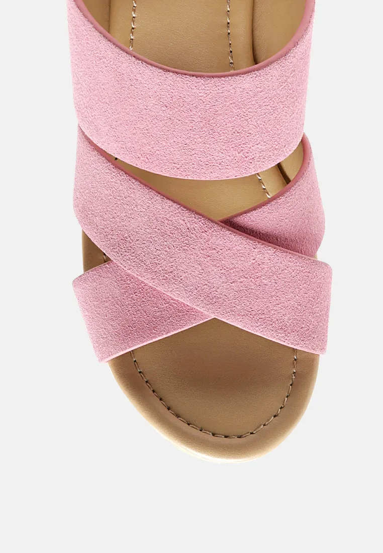 GERD Block Heeled Suede Slip-On Sandal in Pink