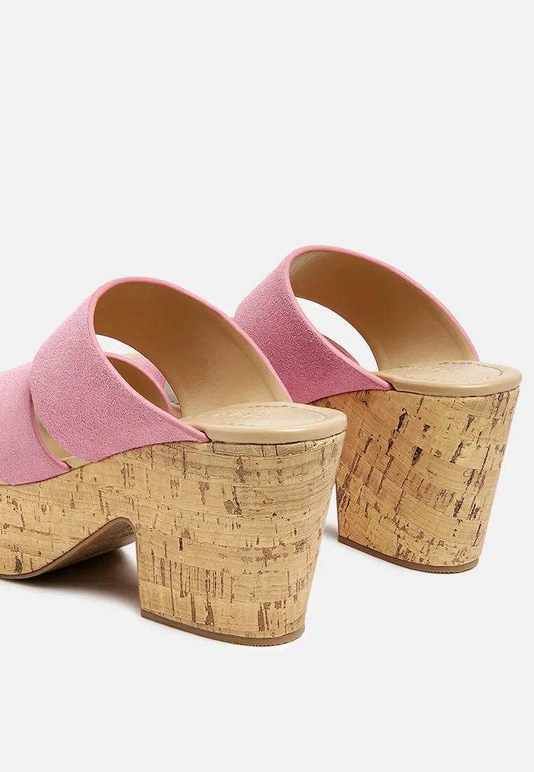 GERD Block Heeled Suede Slip-On Sandal in Pink