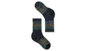 Kid's Smartwool Hike Full Cushion Striped Crew Socks Color: Black-Military Olive
