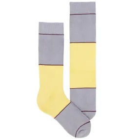 Men's Socks Color Block Striped Athletic Performance Comfortable Mid Calf Crew Socks Yellow