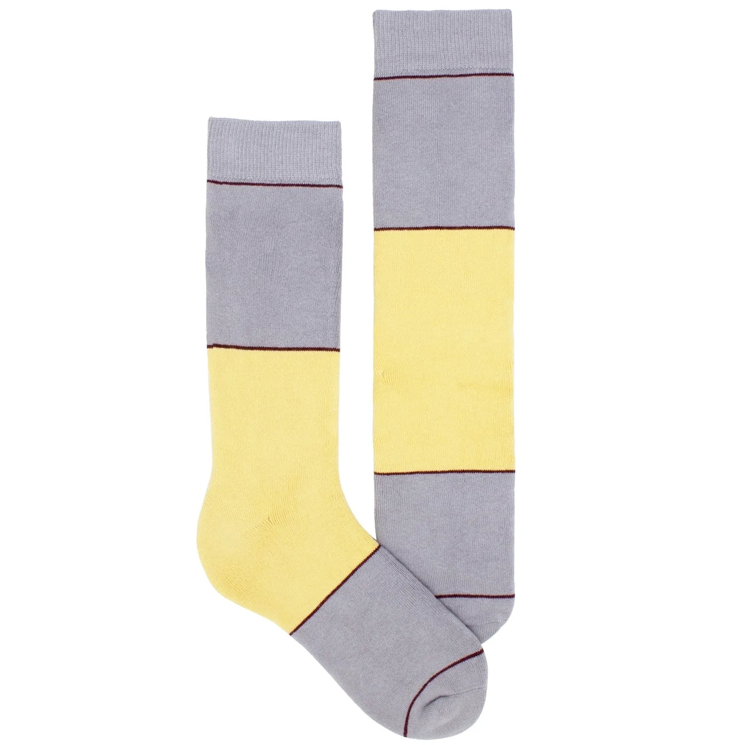 Men's Socks Color Block Striped Athletic Performance Comfortable Mid Calf Crew Socks Yellow