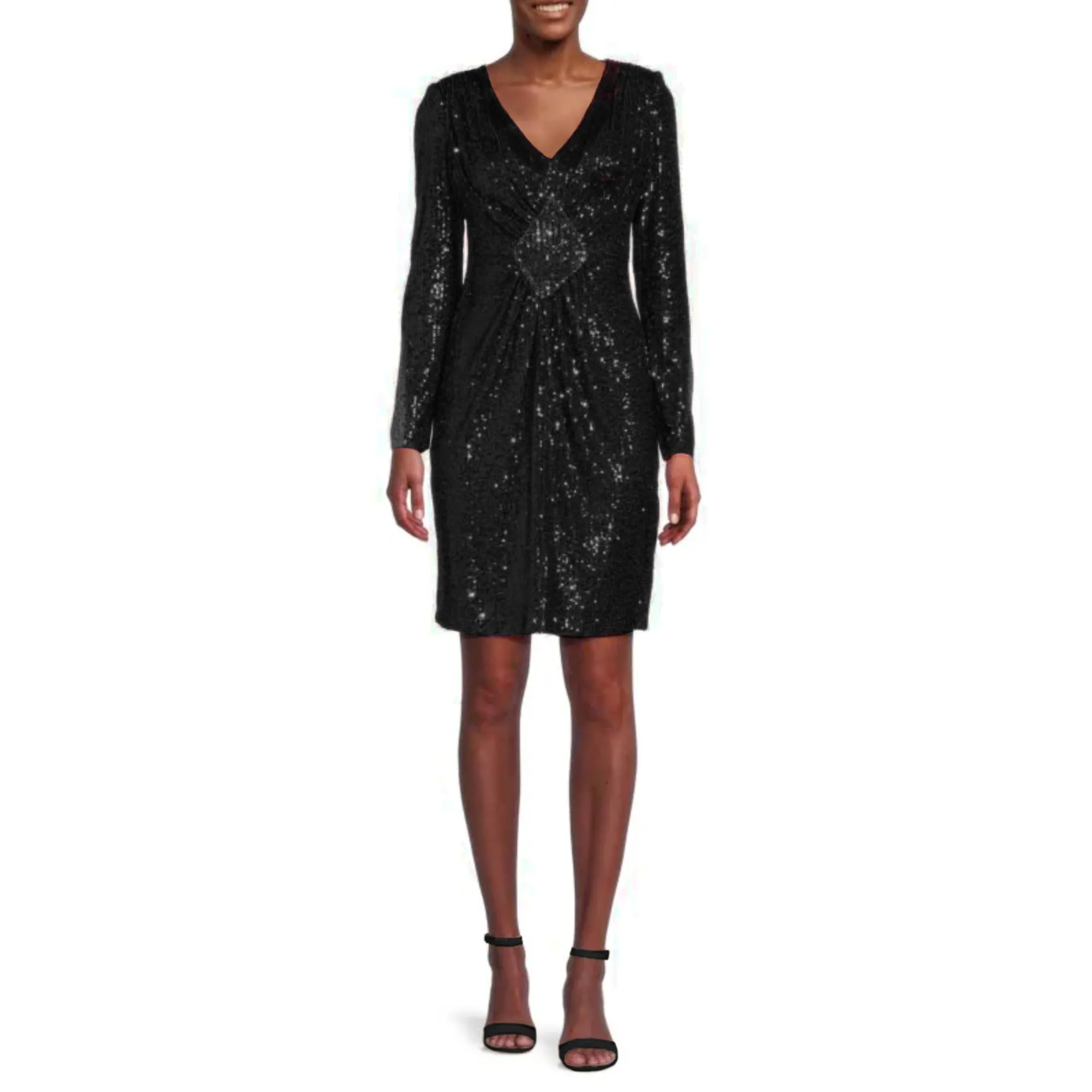 Nanette Lepore Women's V-Neck Long Sleeve Sequin Mini Dress
