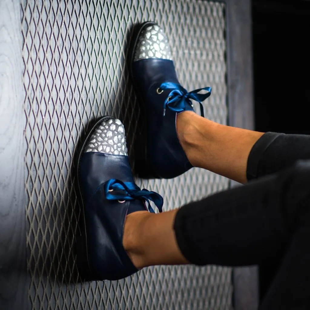 Pardon Moi -Blue/Silver Hexagon Last pairs 38 and 40!