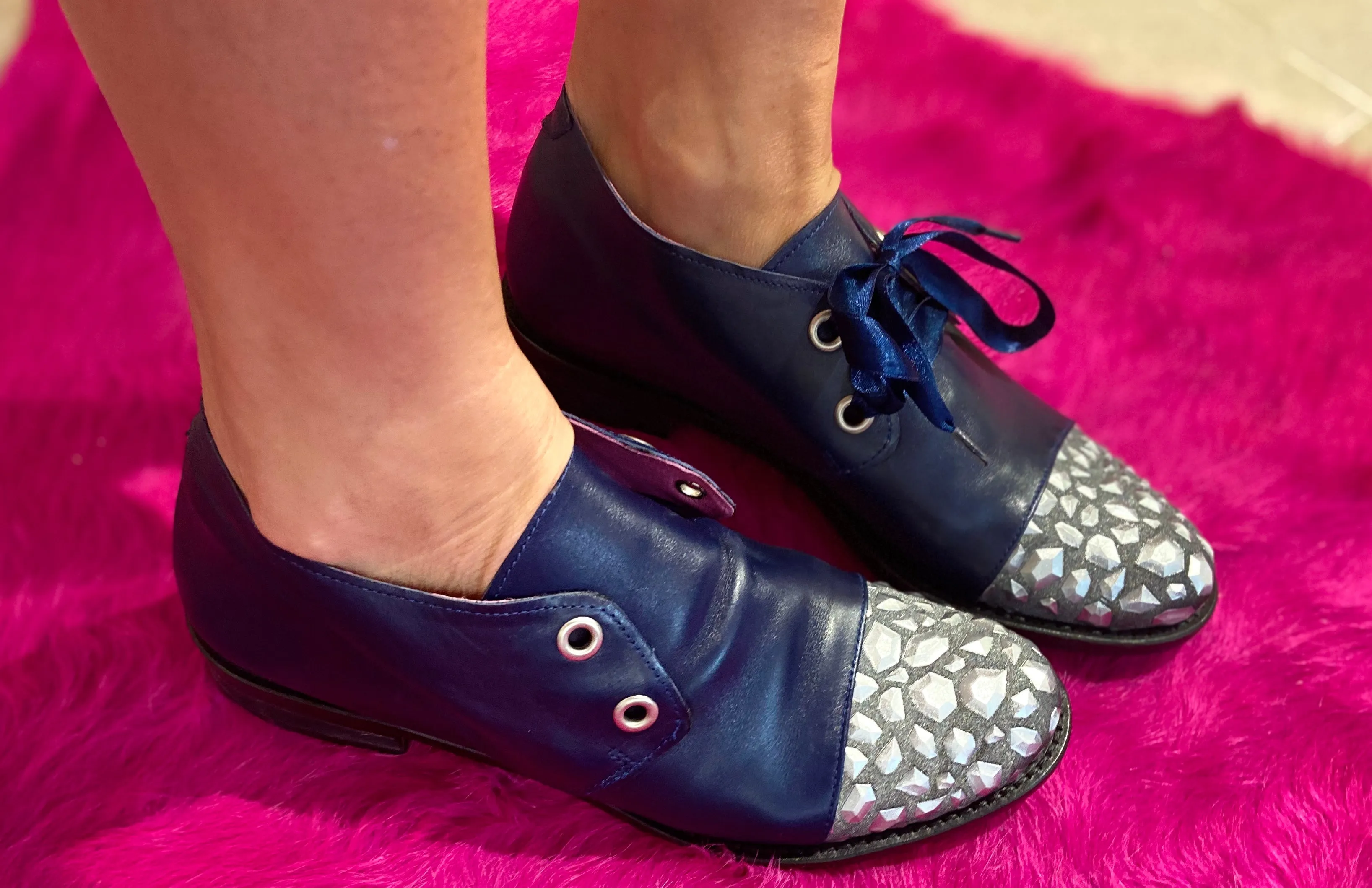 Pardon Moi -Blue/Silver Hexagon Last pairs 38 and 40!