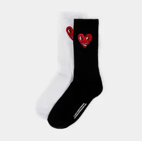 SP x Keith Haring Heart Mens Socks (Black/White)
