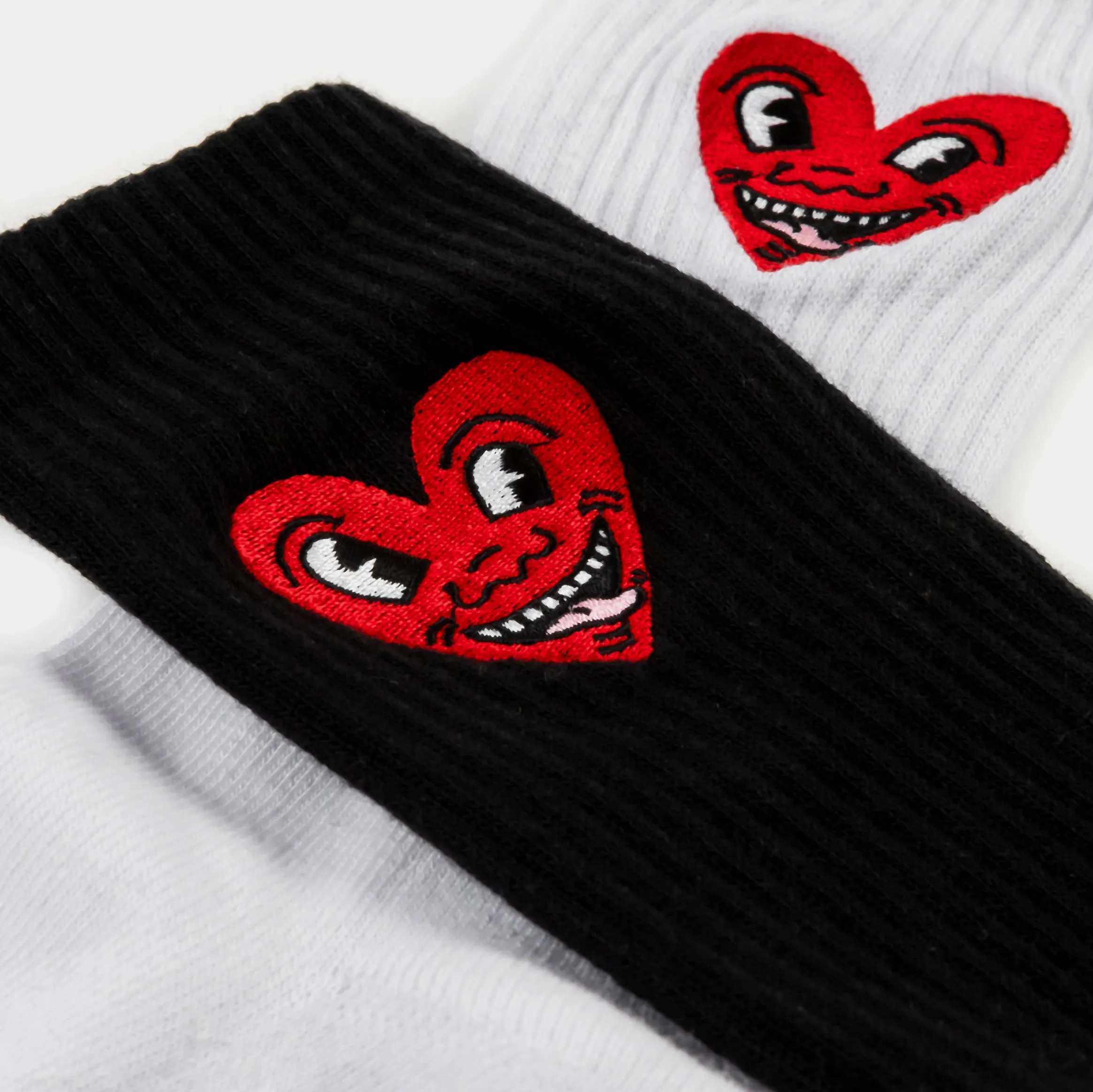 SP x Keith Haring Heart Mens Socks (Black/White)