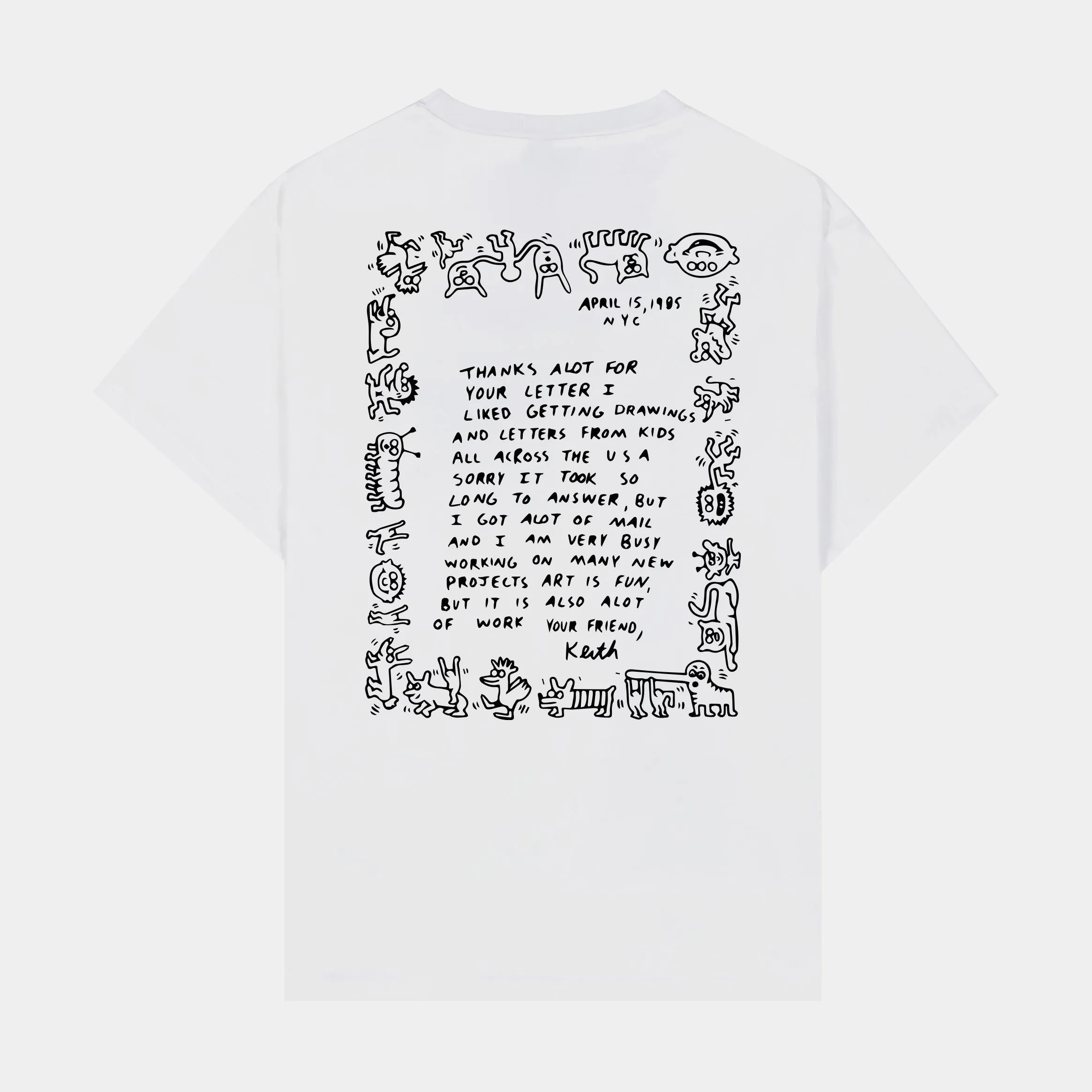 SP x Keith Haring Letter Mens Short Sleeve Shirt (White/Yellow)