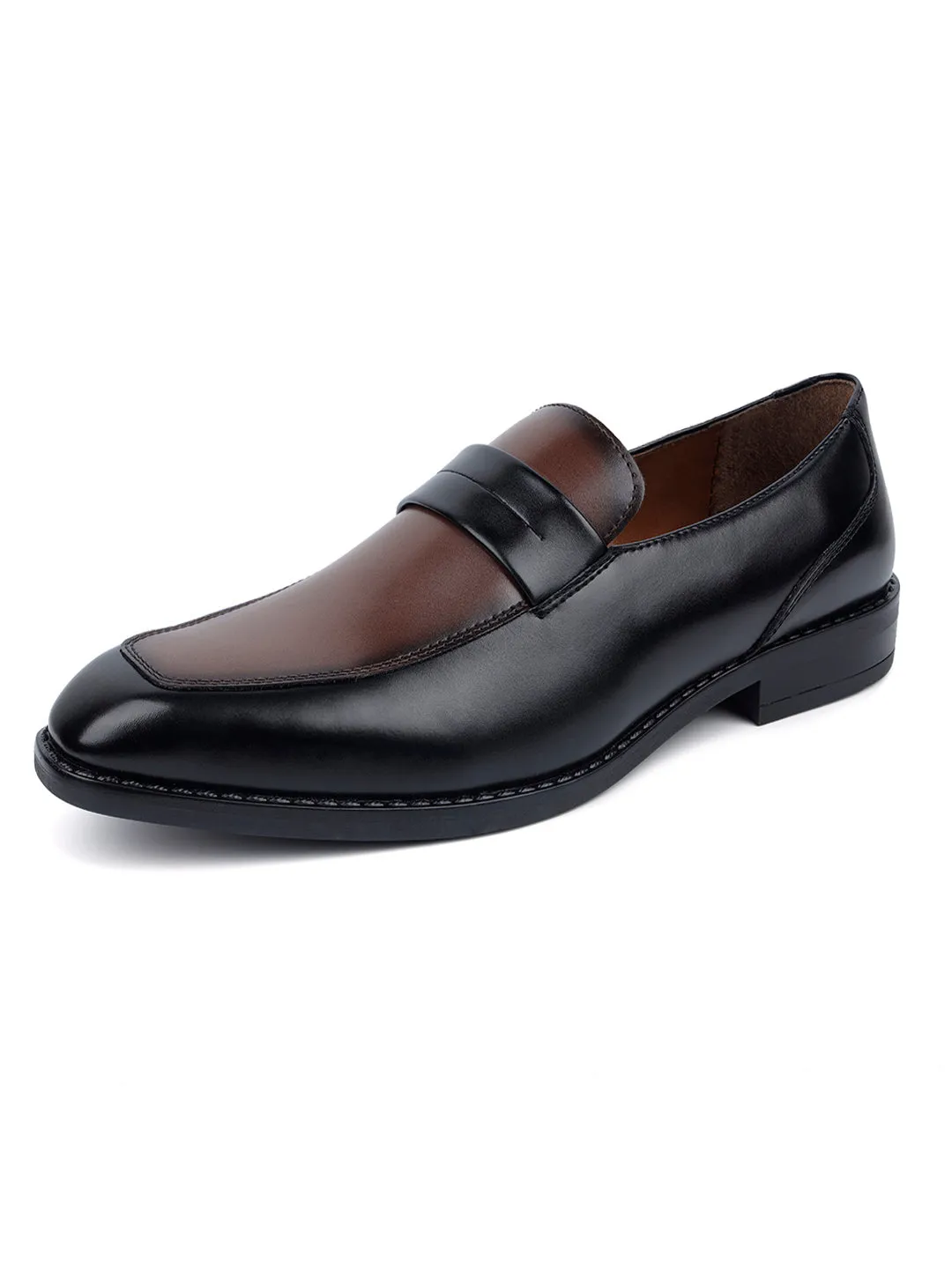 Tan and Black Dual Shade Moccasins Slipons for Men
