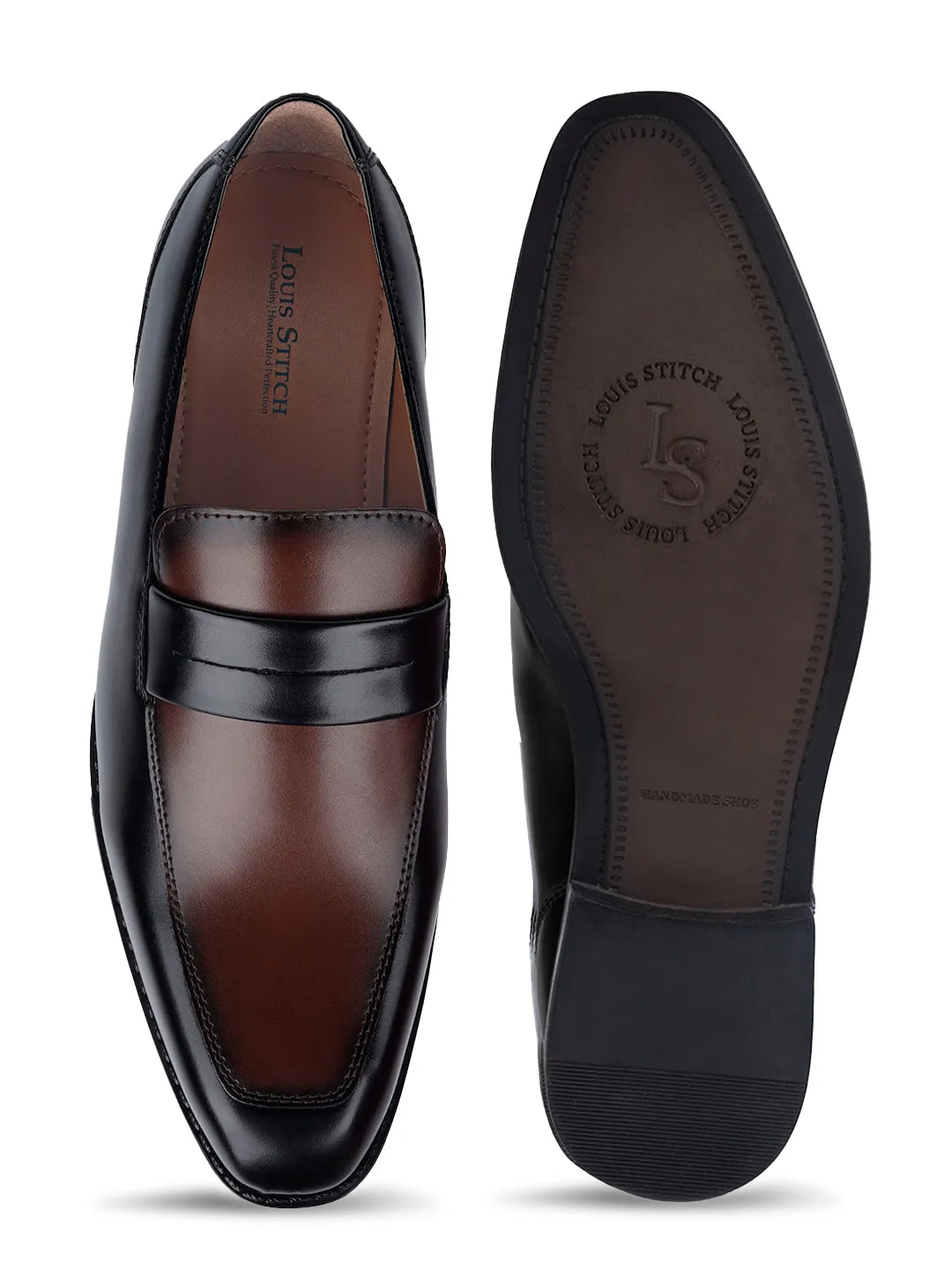 Tan and Black Dual Shade Moccasins Slipons for Men