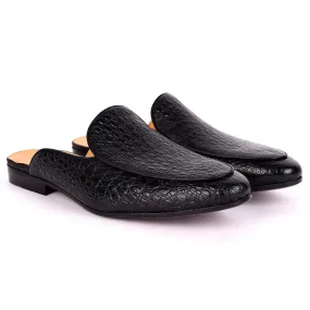 Terry Taylors  Full Crocodile Leather Designed  Half Shoe -Black