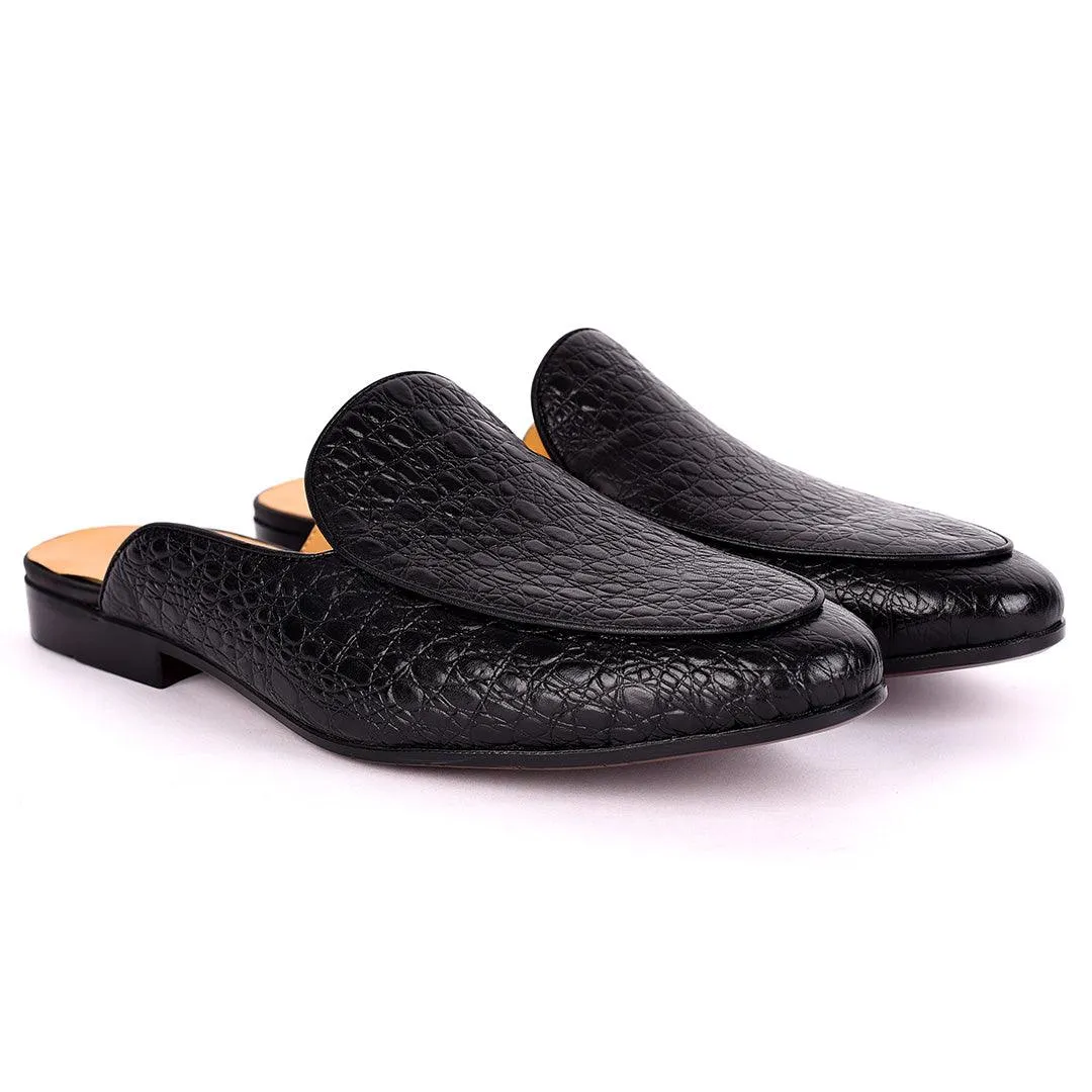 Terry Taylors  Full Crocodile Leather Designed  Half Shoe -Black