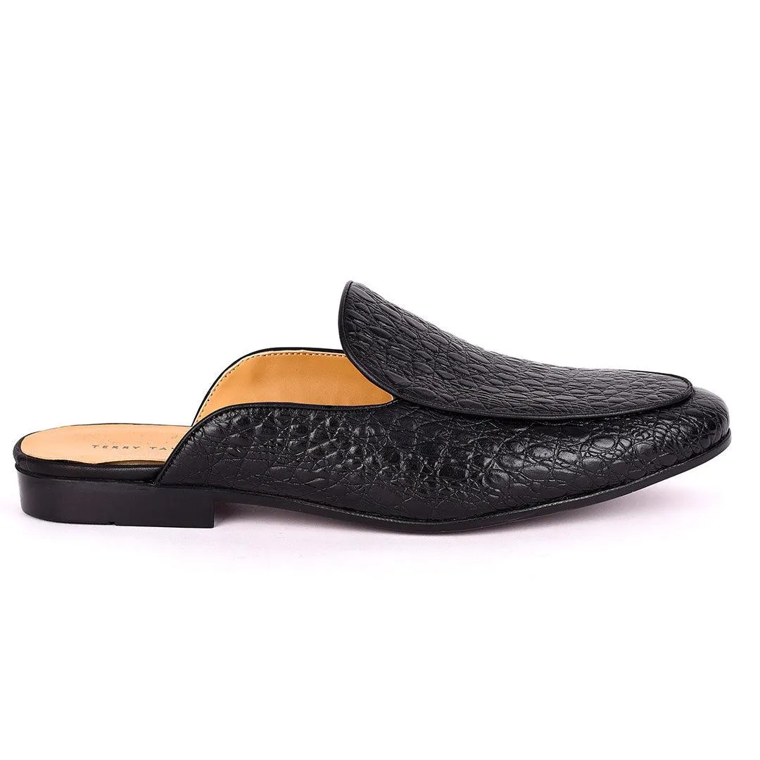 Terry Taylors  Full Crocodile Leather Designed  Half Shoe -Black